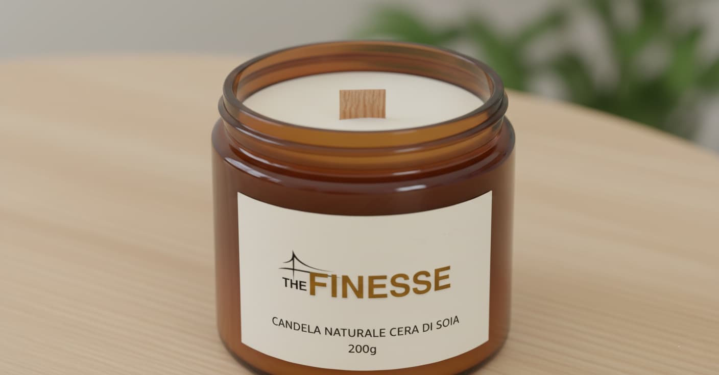 Candela Naturale AROMATICA in Cera di Soia The Finesse | Sandalo - Stoppino in Legno Crepitante
