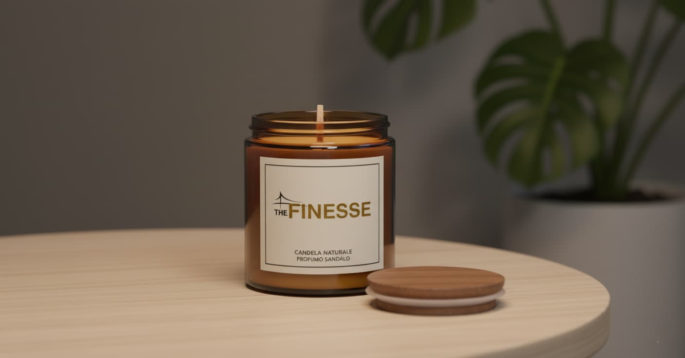 Candela Naturale AROMATICA in Cera di Soia The Finesse | Sandalo - Stoppino in Legno Crepitante