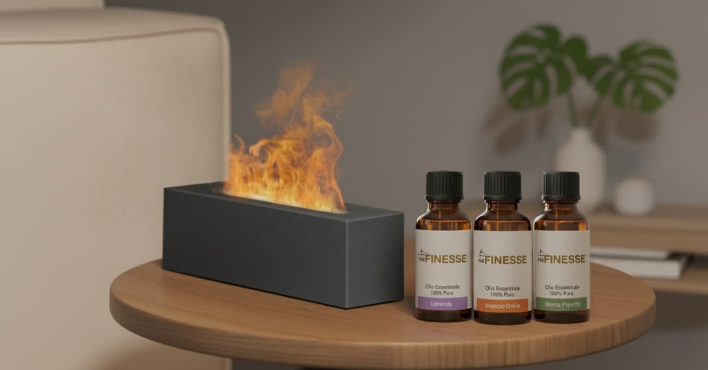 Set Oli Essenziali per Aromaterapia Anti-Stress The Finesse | Lavanda, Arancio Dolce & Menta Piperita - 100% Puri e Naturali.