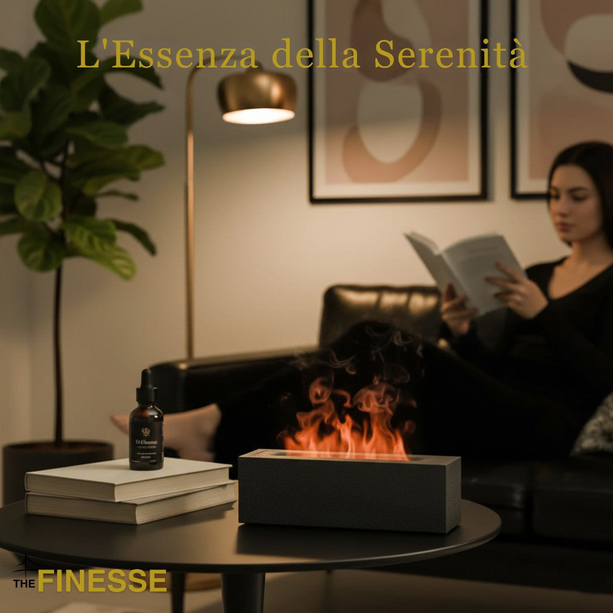 Diffusore di aromi con effetto fiamma per relax e serenità nel soggiorno. L'Essenza della Serenità The Finesse