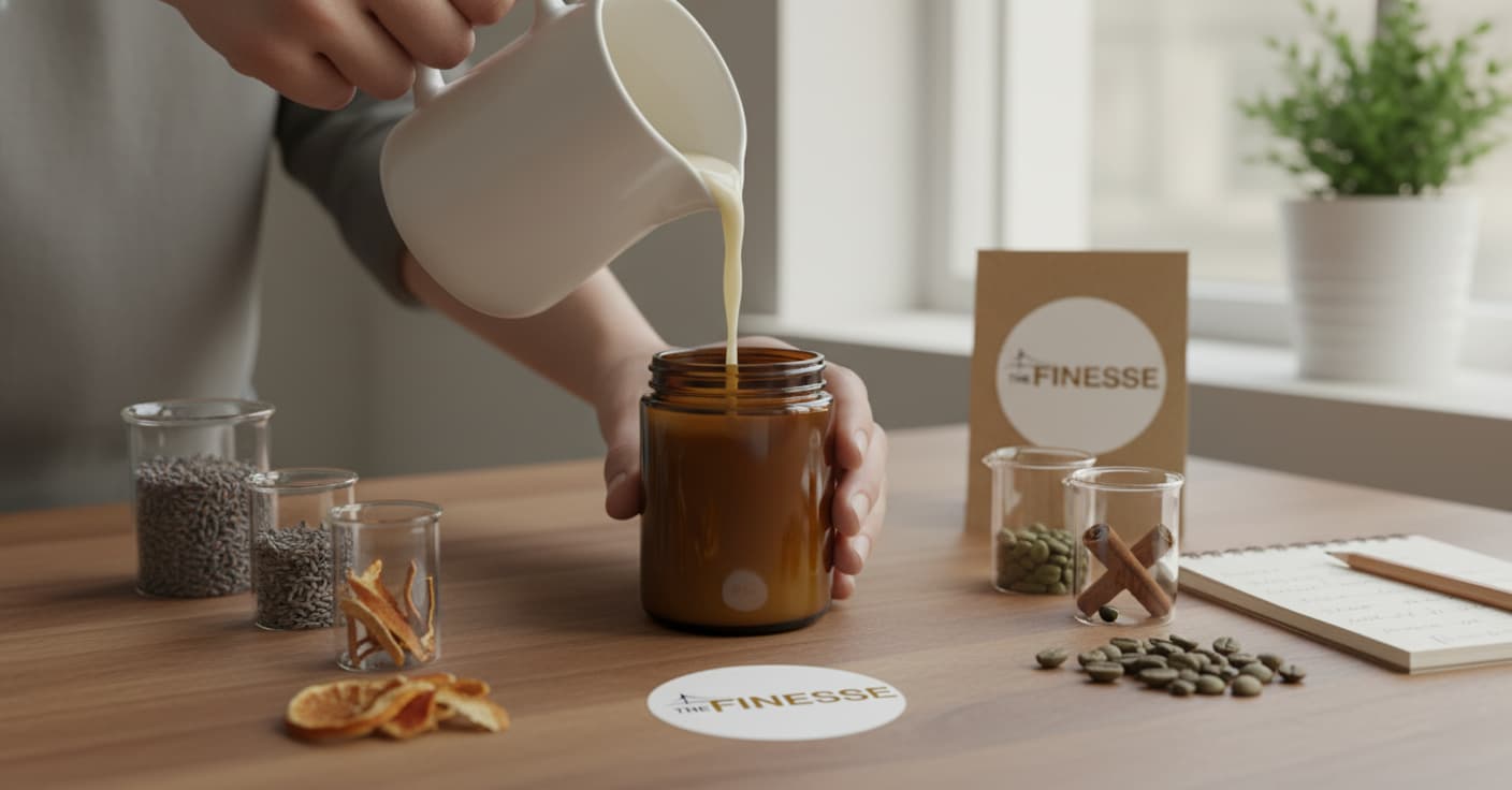 Candela Naturale AROMATICA in Cera di Soia The Finesse | Sandalo - Stoppino in Legno Crepitante