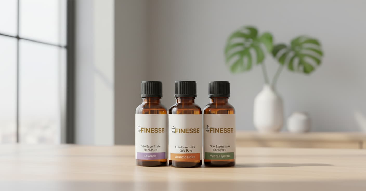 Oli Essenziali 100% Puri e Naturali The Finesse | Lavanda, Arancio Dolce, Menta Piperita